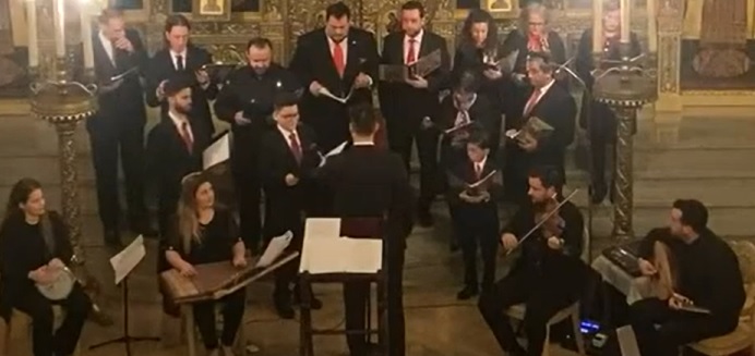 Choir and musicians performing in a church