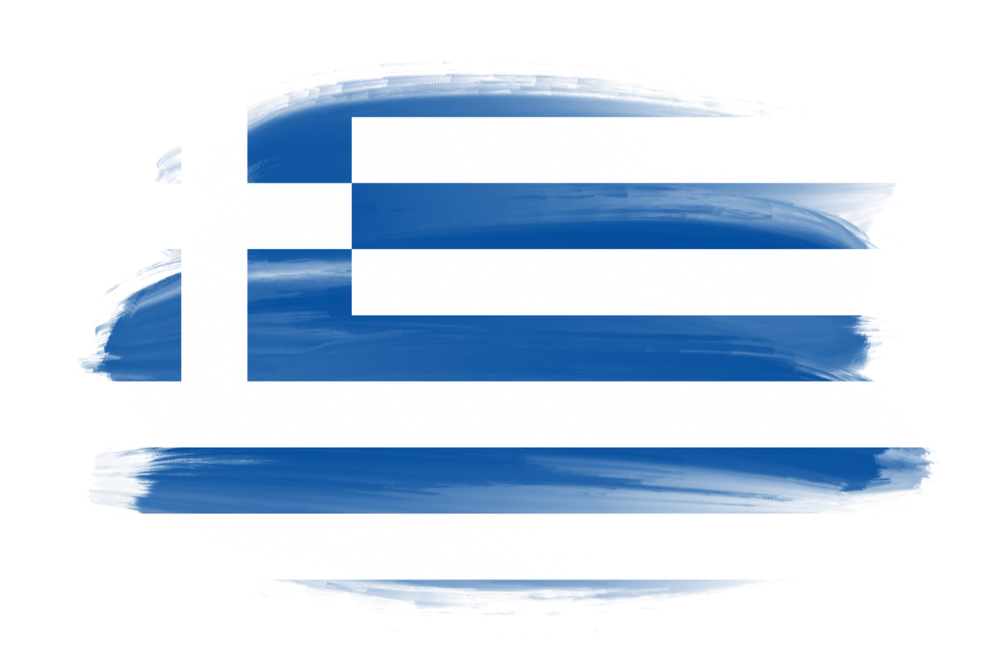 Greek flag painted in brush strokes